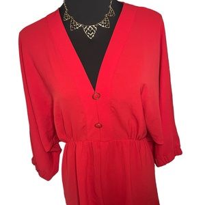 ZARA Red Romper Gold Small NWT